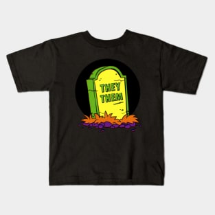 They/Them Pronoun Grave Kids T-Shirt